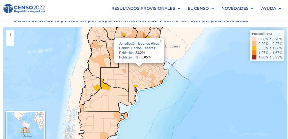 En Carlos Casares hay 23.204 habitantes según el Censo 2022