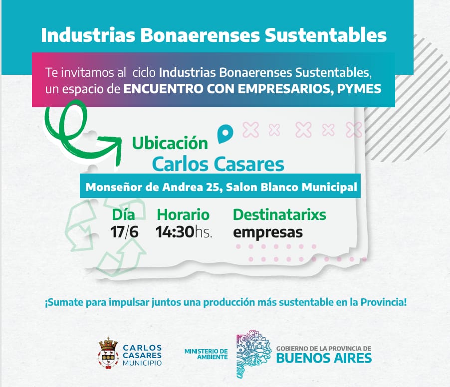 Carlos Casares será sede del ciclo “Industrias Bonaerenses Sustentables”