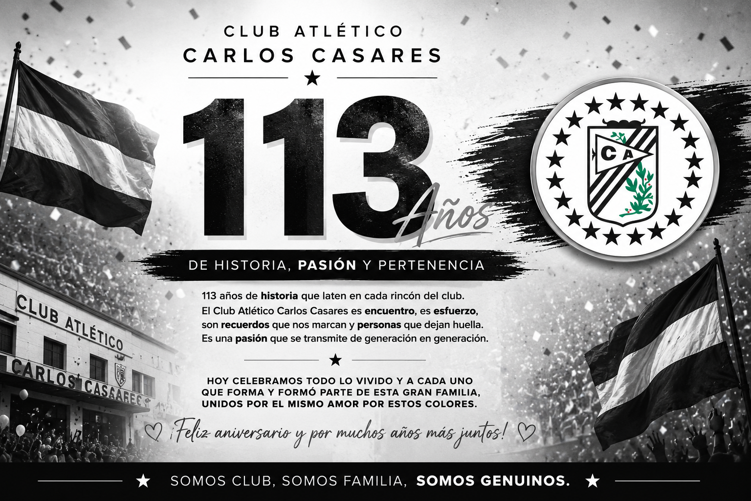 Club Atlético Carlos Casares celebra 113 años de historia, pasión y pertenencia