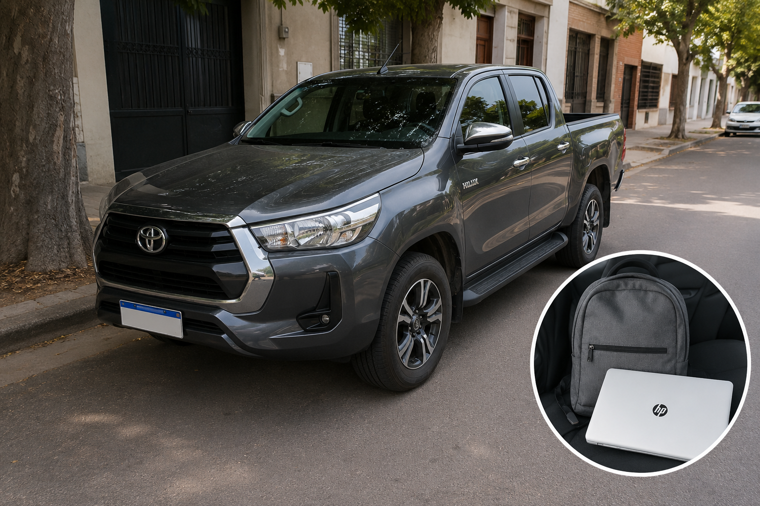 Robaron una mochila del interior de una camioneta estacionada