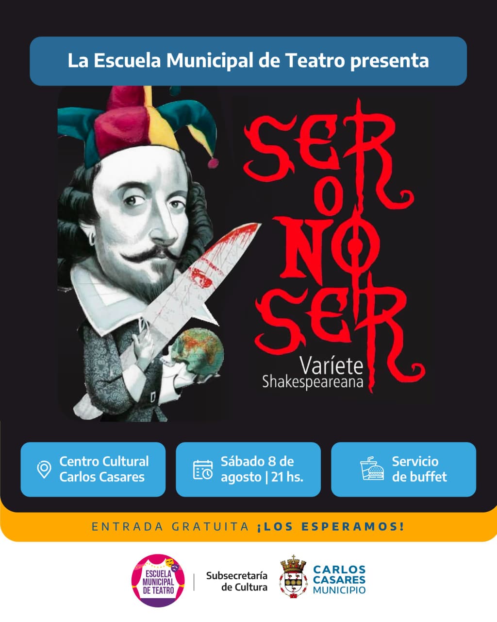 La Escuela Municipal de Teatro presenta la varieté shakespeariana "Ser o No Ser" en Carlos Casares